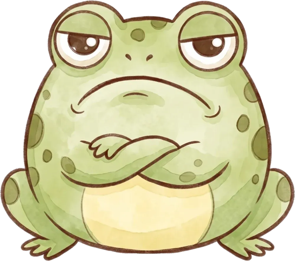 Grumbles, the forest's grumpy frog